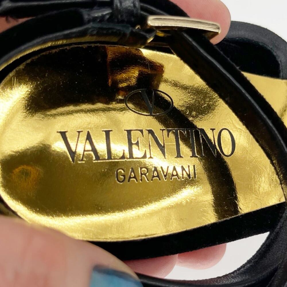 Valentino Garavani Black Velvet Crystal One Stud Stiletto Strappy Sandals EU 38 - Picture 8 of 11